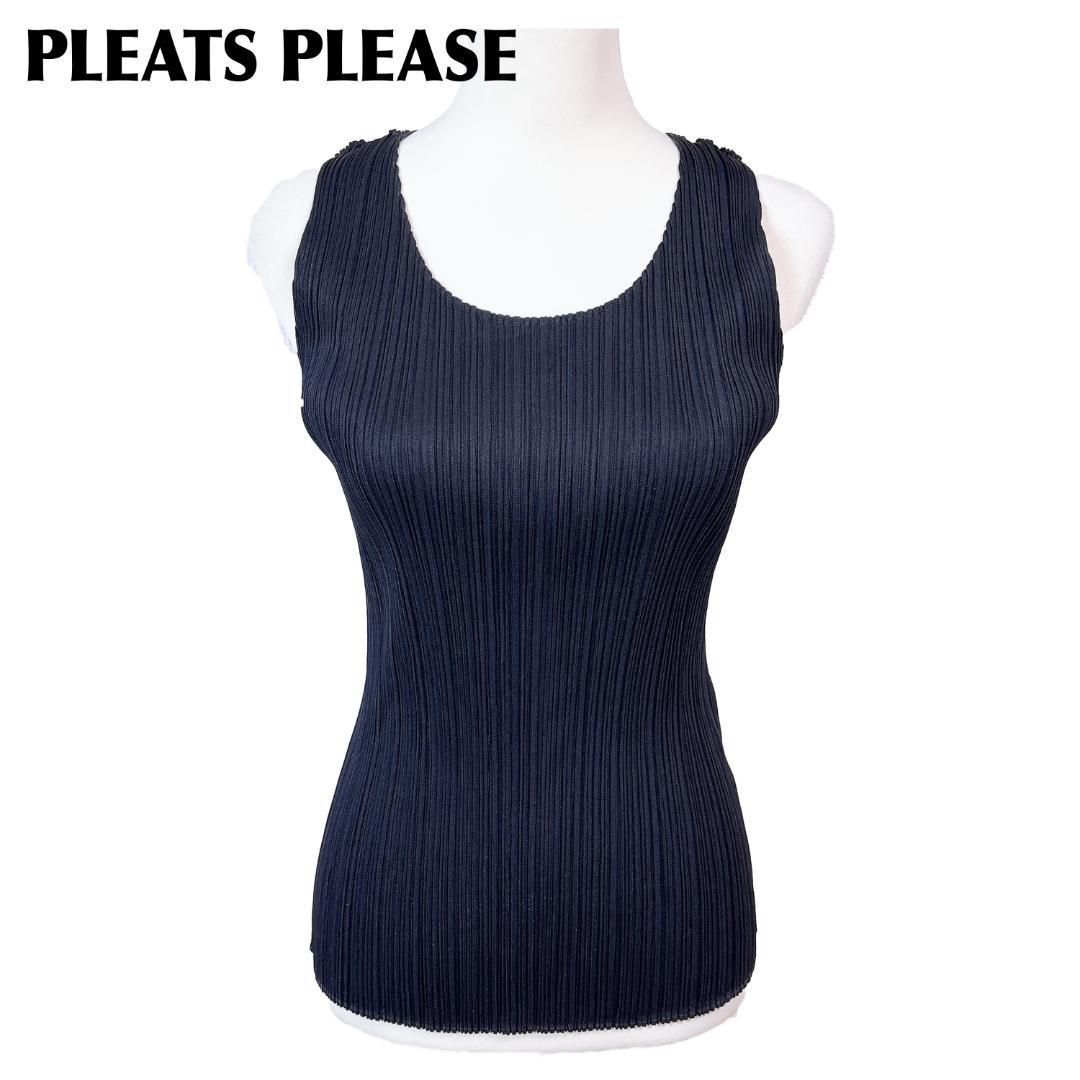 プリーツプリーズ イッセイミヤケ タンクトップカットソー 3 ネイビー