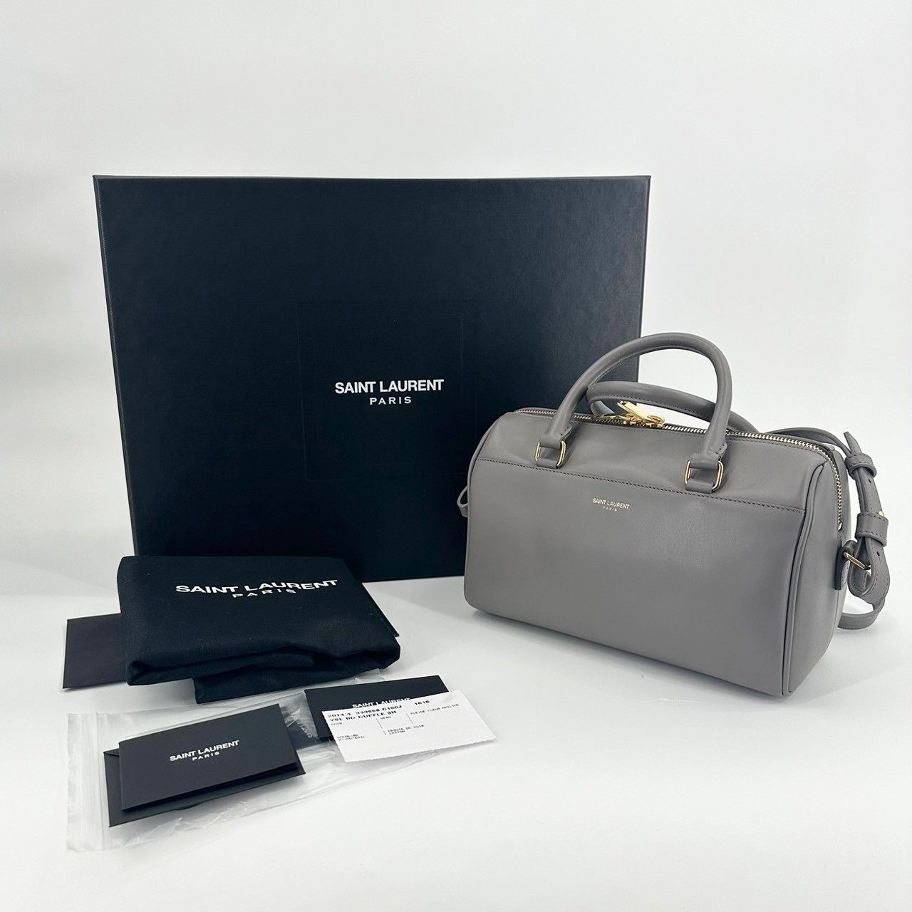 サンローラン　ベイビーダッフル　ミニボストン　ショルダー　2way グレー サンローラン ベイビーダッフル ショルダーバッグ 2way グレー サン