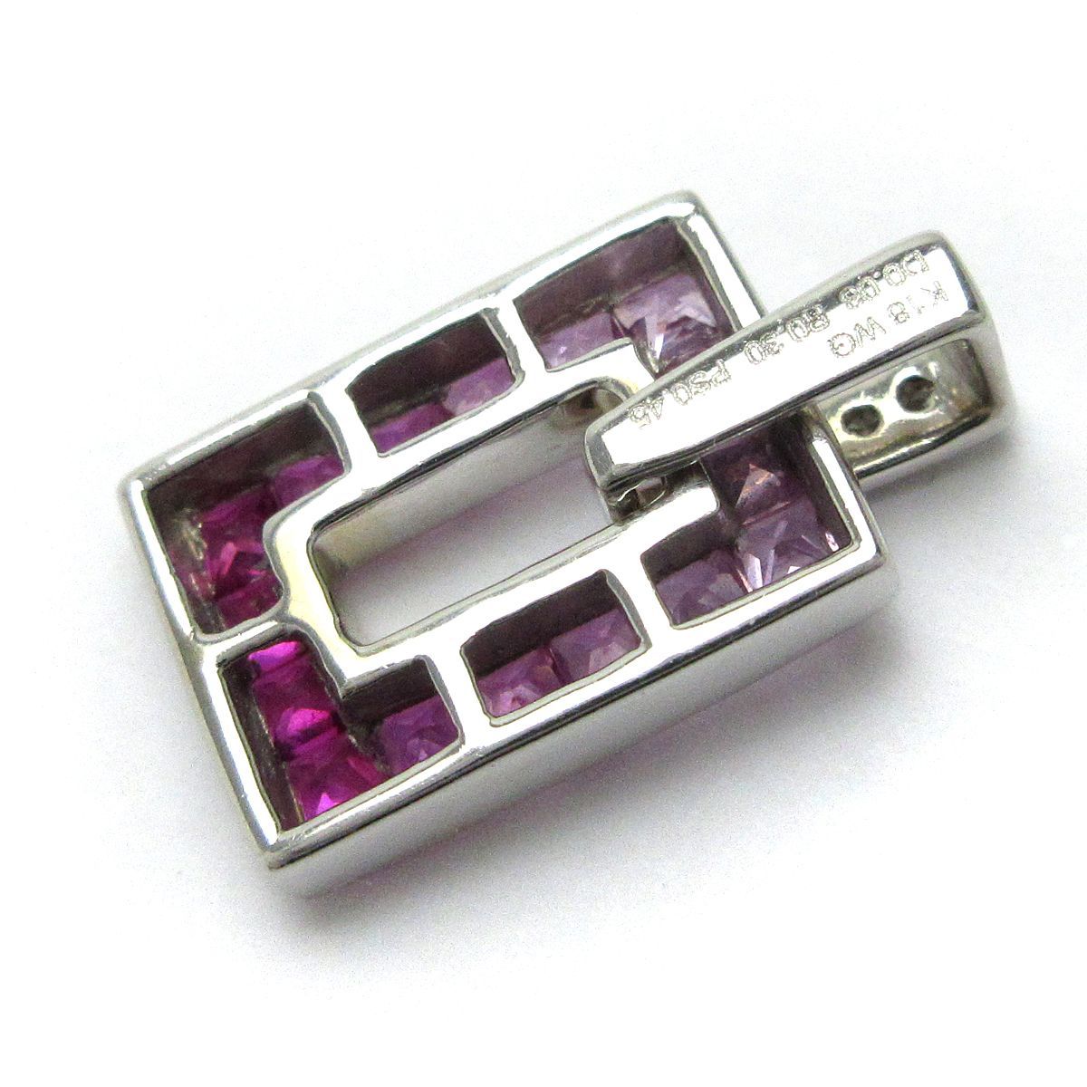 新品】K18WGサファイヤ0.57ctダイヤ0.23ctペンダントトップ