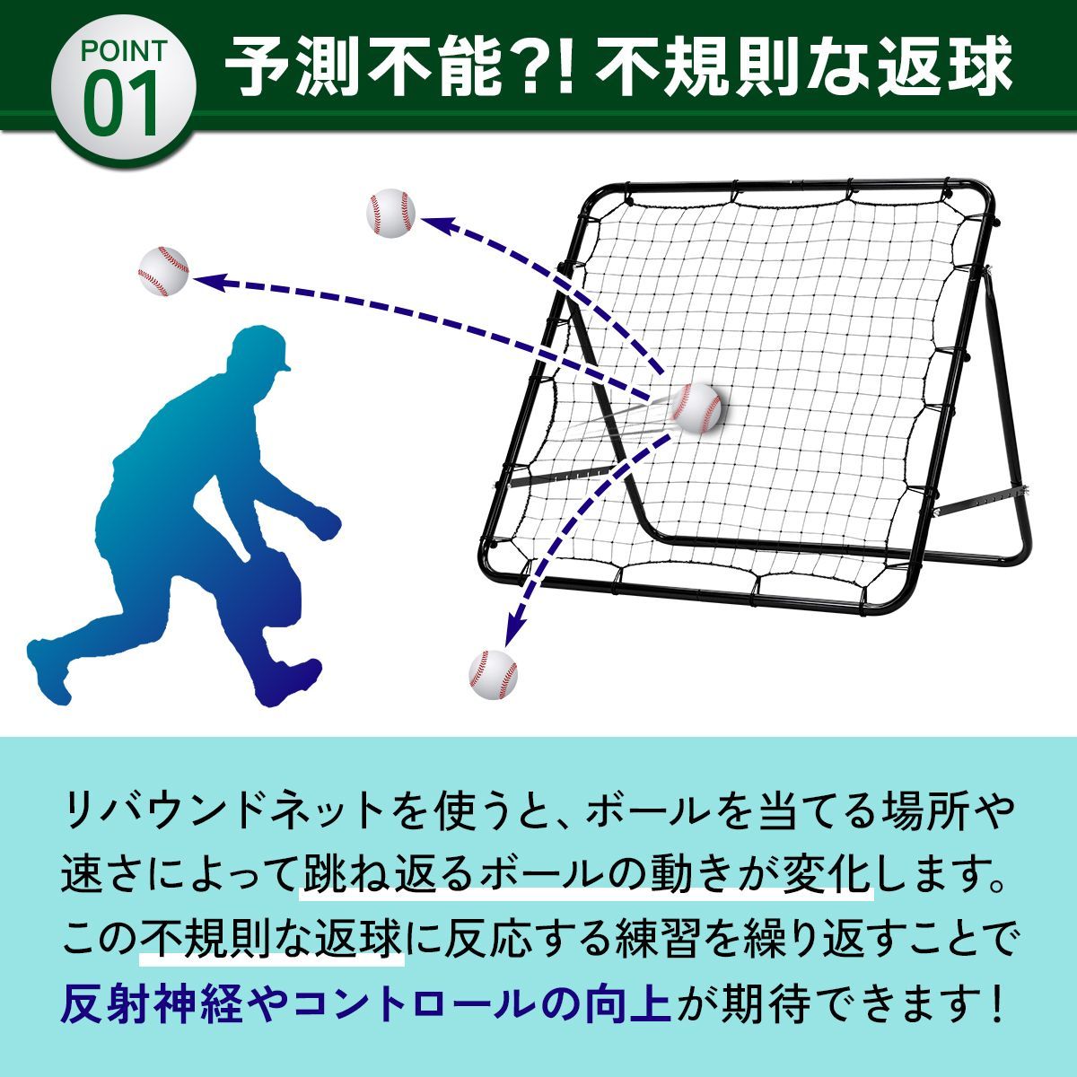 リバウンドネット 野球 リターンネット ピッチングトレーニング 練習用 ...