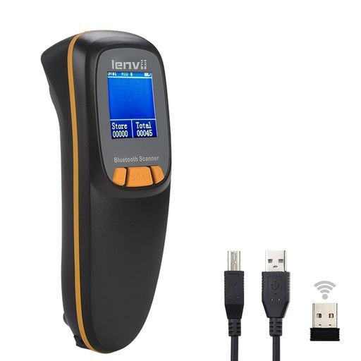 LENVIIR777バーコードスキャナー1次元2次元バーコードリーダーUSB有線|無線2.4GBluetoothワイヤレスqrコードリーダー図書館店舗物流倉庫などに適用 ブラック