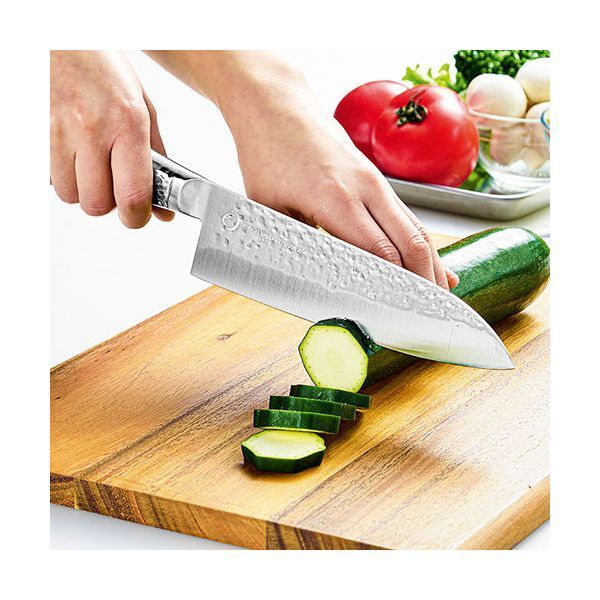 よこやま 燕熟の技 オールステンレス槌目三徳包丁 刃渡り18cm EJRK-3000