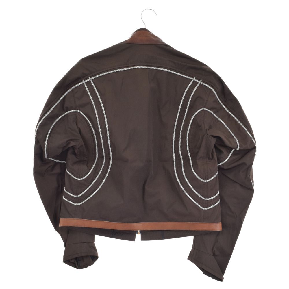 FFFPOSTALSERVICE トリプルエフポスタルサービス Neck Leather Zipper Jacket ネックレザージップデザインジャケット ブラウン