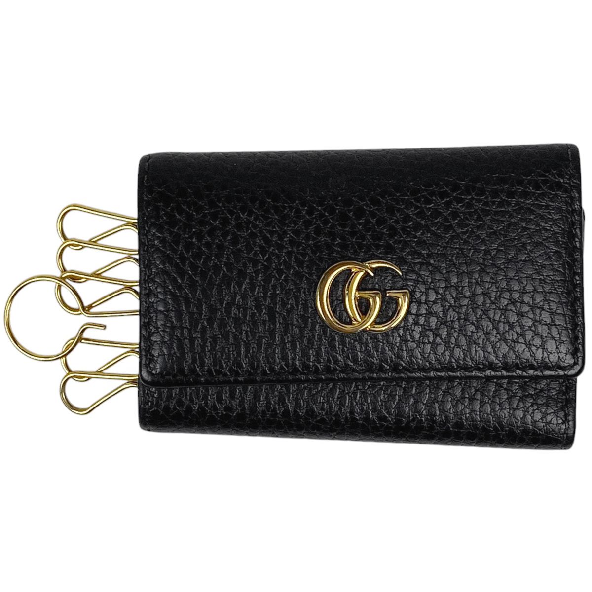 グッチ GUCCI GGマーモント 6連 キーケース ダブルG キーフック キーケース レザー ブラック 456118 レディース