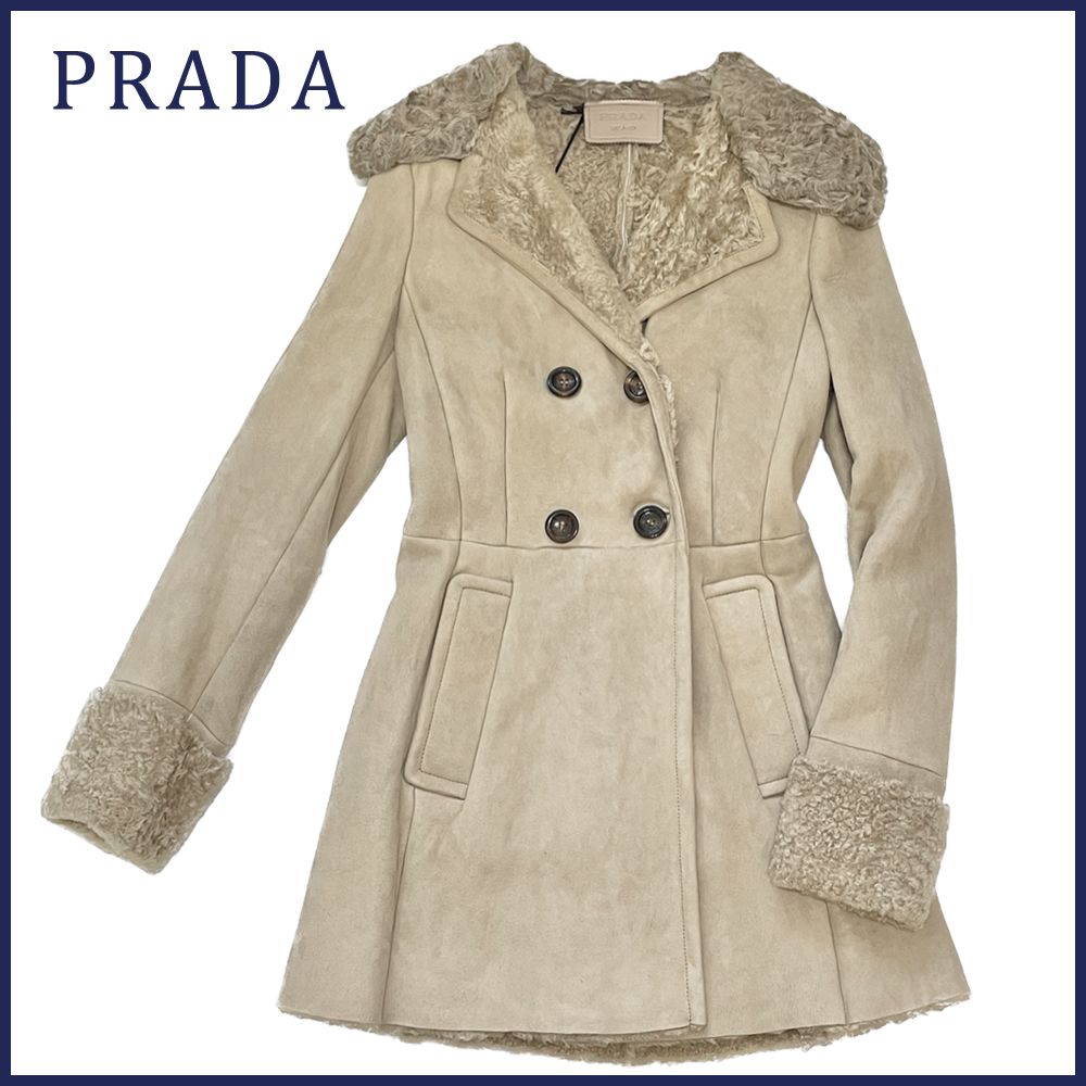 プラダPRADAムートンコート ベージュ #38 新品プラダPRADAムートンコート ベージュ #38 - メルカリ