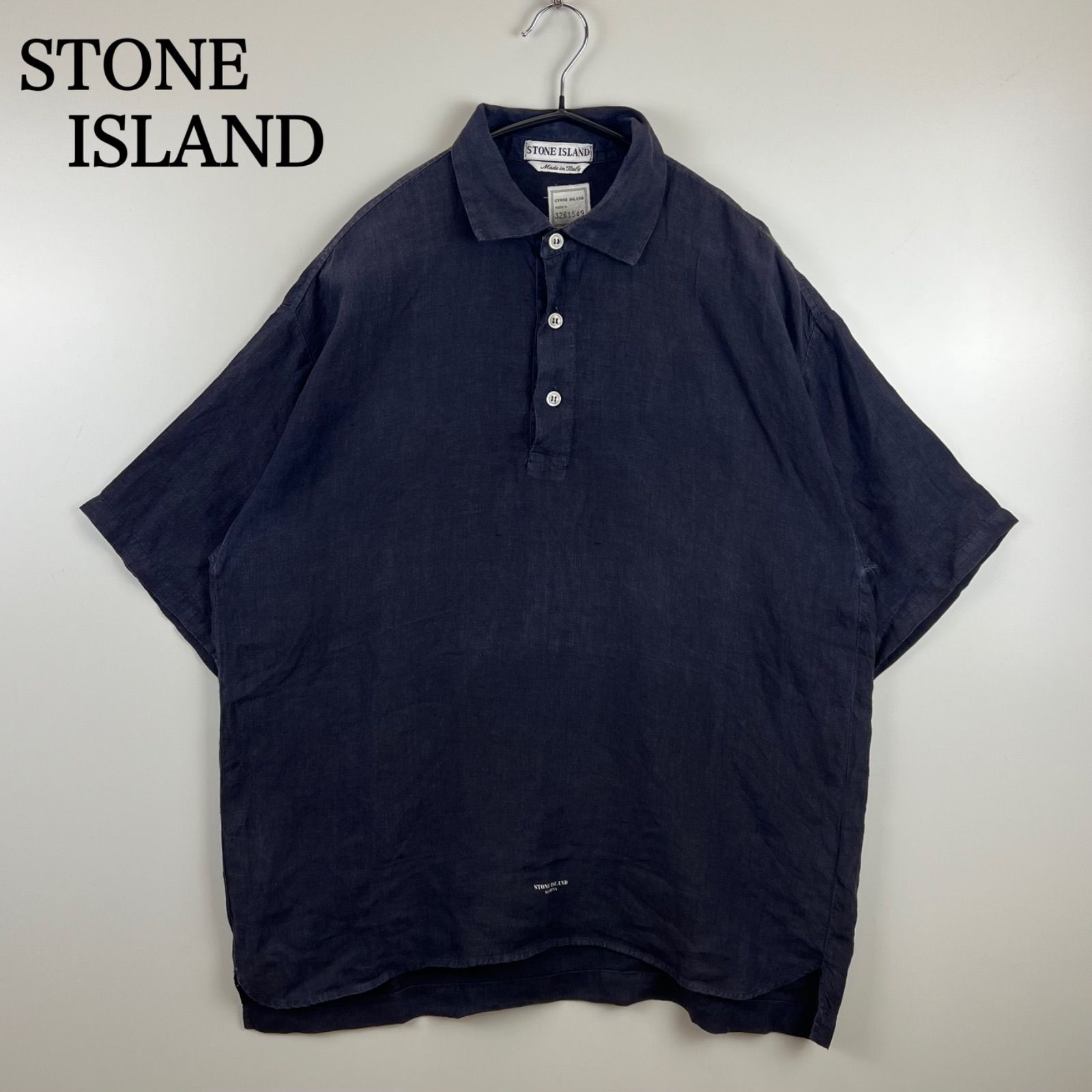 STONE ISLAND MARINA Massimo 90s archive center logo LINEN S/S pull