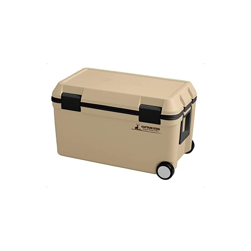 ♥品 キャプテンスタッグ CAPTAIN STAG クーラーボックス ホイールクーラー 容量45L 水抜き栓付き 日本製 ベージュ CSシャルマン UE-90 0