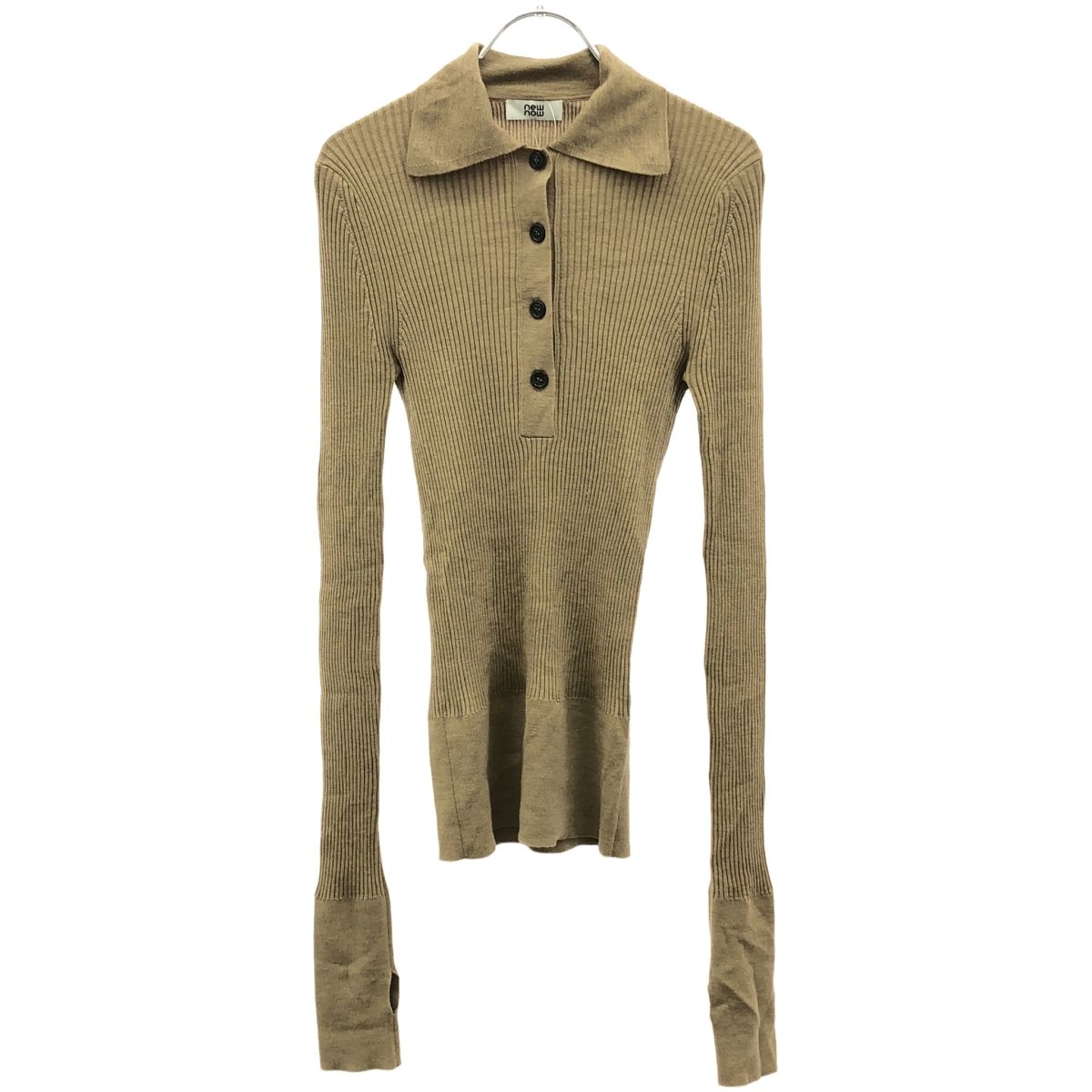 newnow ニューナウ High Gauge Rib Polo Knit リブポロニットセーター 2402KT02 ベージュ M newnow ニューナウ High Gauge Rib Polo Knit リブポロニットセーター