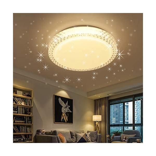 LED シーリングライト 星空効果 35W 8-10畳 無段階調光調色タイプ 8-10畳 常夜灯 モード メモリ機能 (40CM/LED 3)