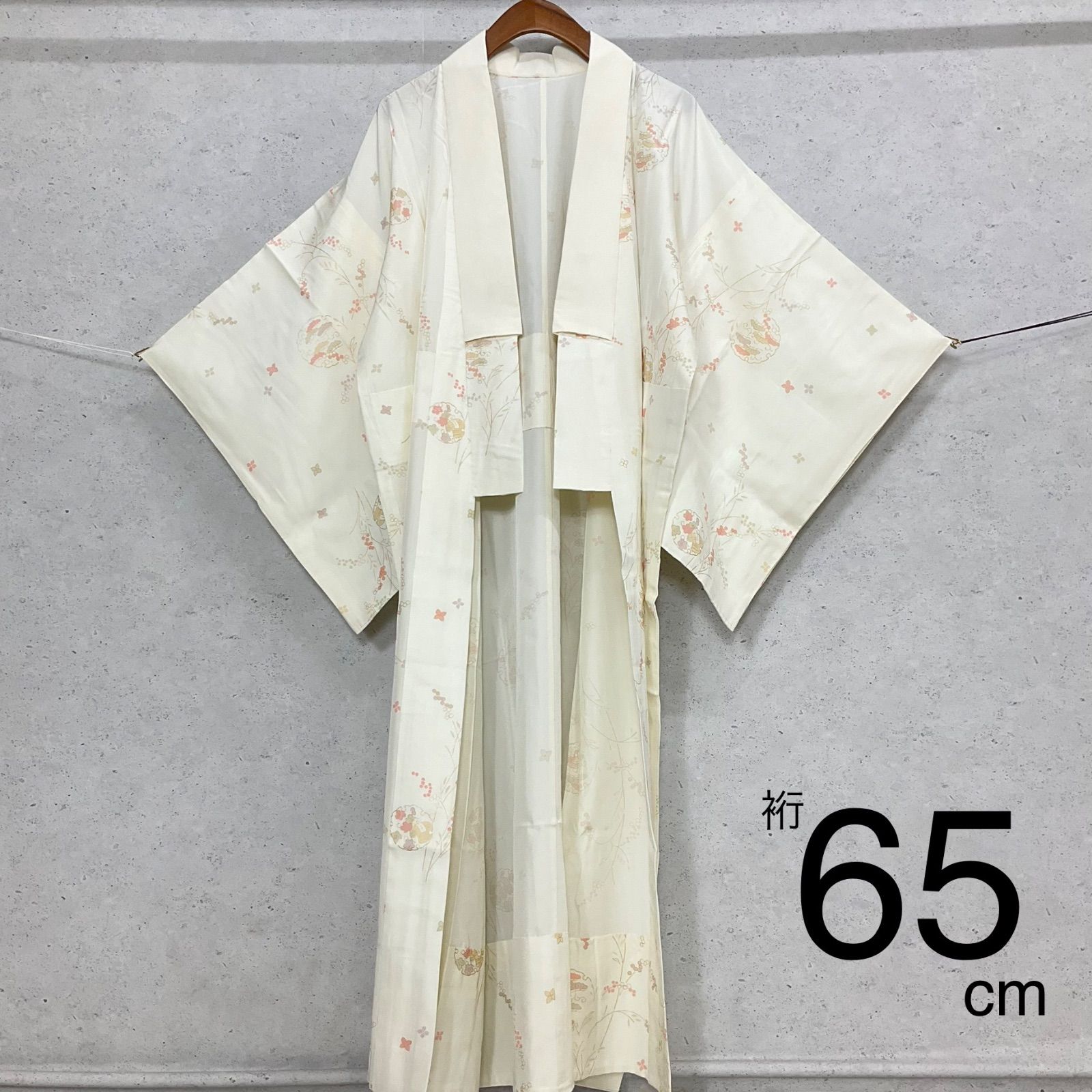 kimono+one◆未使用同然◆白◆長襦袢◆仕付け糸付き◆単衣◆裄65肩丈128.5◆小紋紬附下訪問着留袖袷単衣夏着物◆K1109