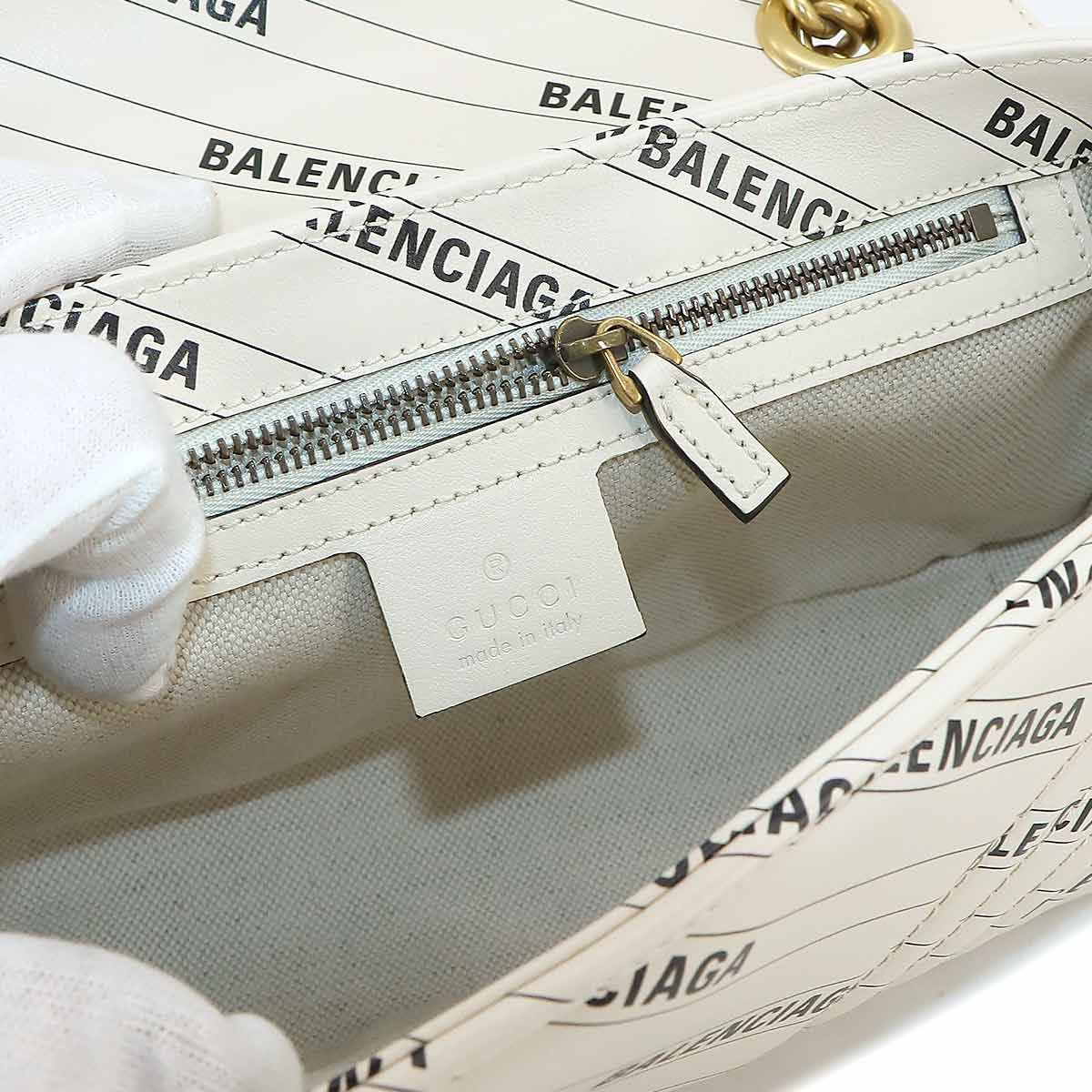 新品同様 グッチ GUCCI バレンシアガ BALENCIAGA コラボ GGマーモント スモール ショルダー バッグ レザー 443497  90222634 - メルカリ