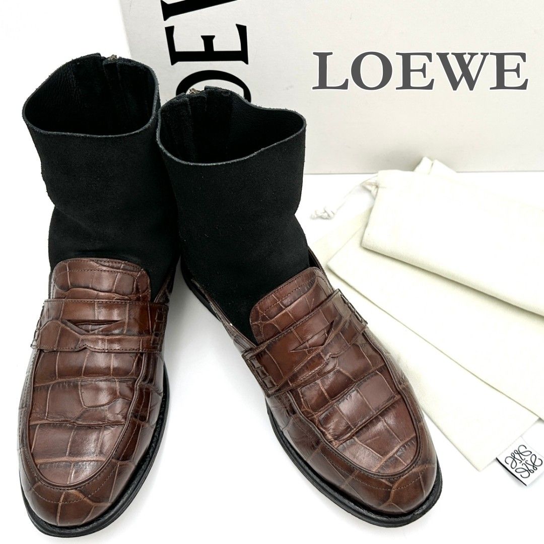 LOEWE ロエベ クロコ型 レザー 厚底 ローファー LOEWE - LOEWE クロコ型押し ローファーの通販 by ホック