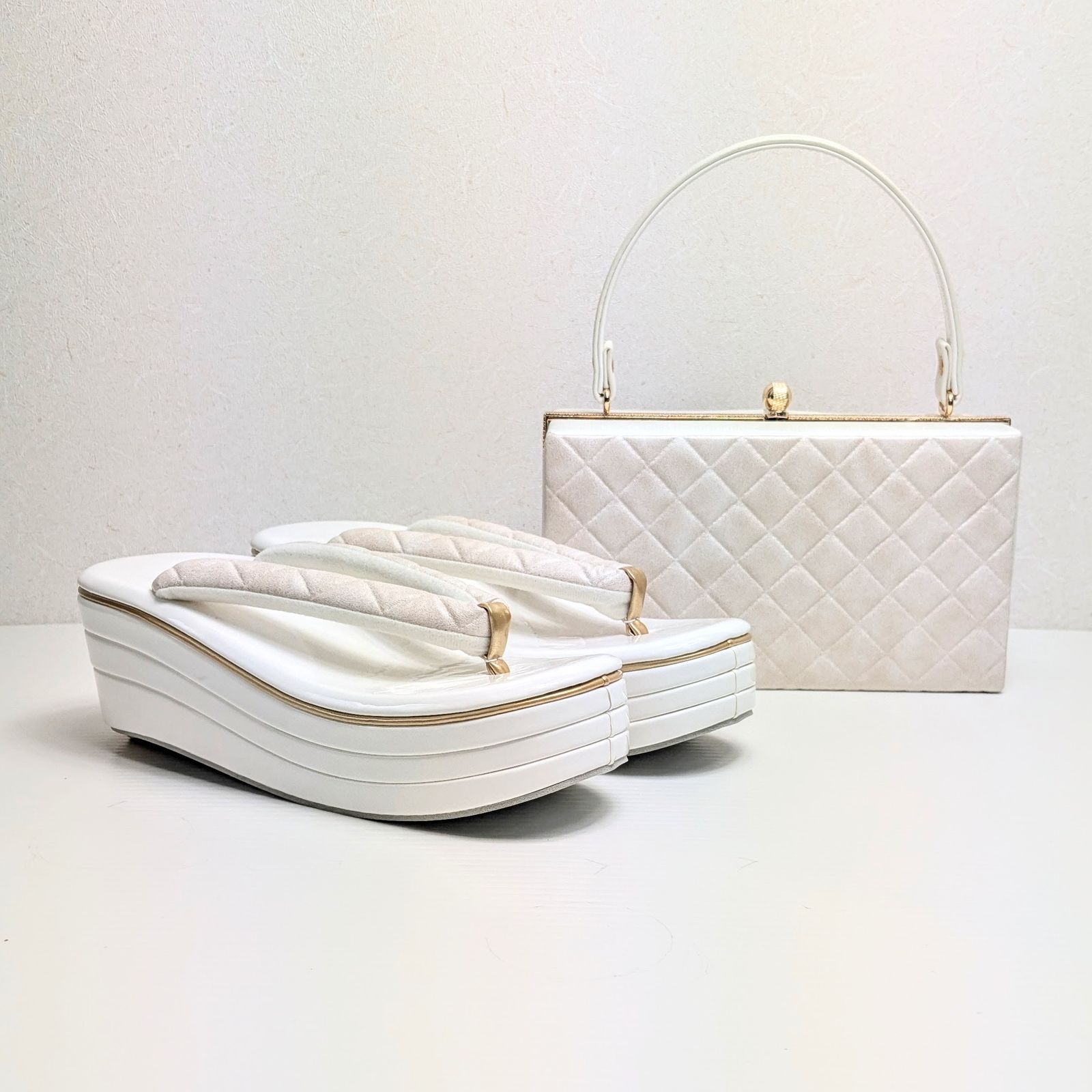 想屋　ハンドバッグ　草履　セット　箱付き　タグ付き　新品未使用　ベージュ　グレー 160-3xxx-2023-4.jpg