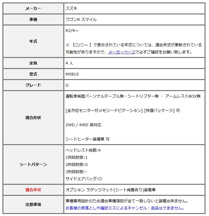 Clazzio クラッツィオ シートカバー L ライン ワゴンR スマイル MX81S R3 9~ ES-6048