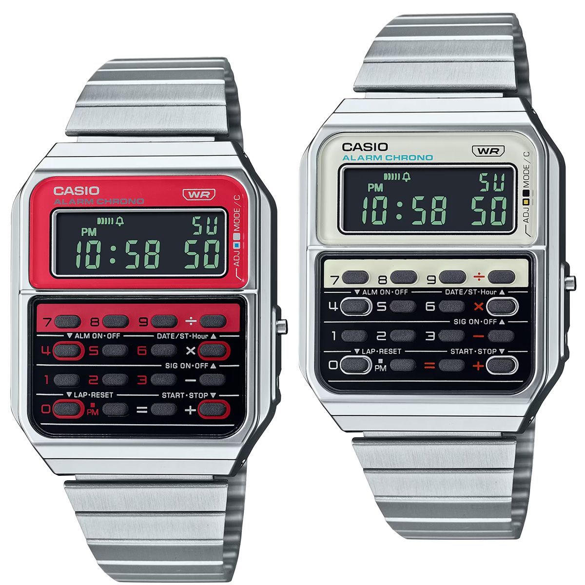 CASIO CLASSIC カシオ クラシック カリキュレーター CA-500WE レッド ホワイト デジタルウォッチ ユニセックス データバンク DATABANK 電卓 計算機 メンズ レディース 腕時計 時計 でんクロ CQ-1 復刻デザイン レトロポップ