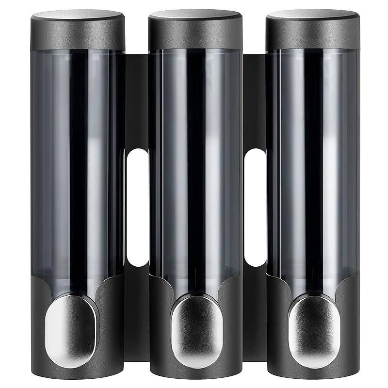 累計10万本出荷 PREMM シャンプーディスペンサー マグネット シャンプーボトル 壁掛け ブラック トリプル 340ml x 3 0