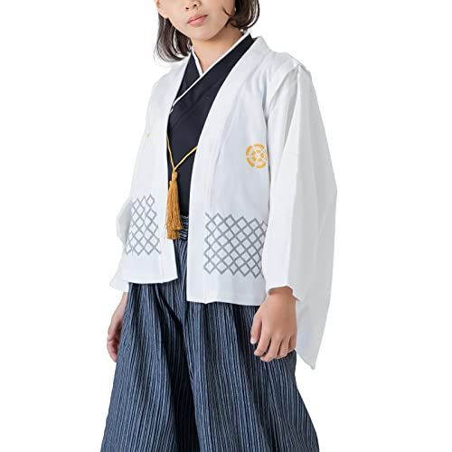 ホワイト_95センチメートル (x 1) [Puff 2 Kids] ベビー キッズ 袴風 男の子 3点 セット 白色 95cm 1064110607OW95