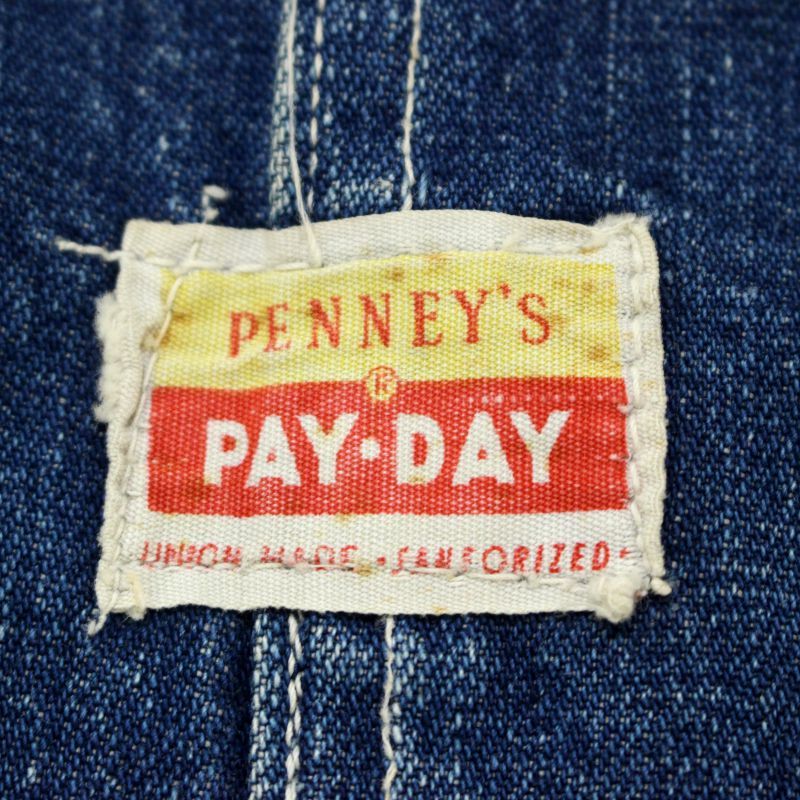60s PAY DAY オーバーオール ビッグサイズ 60s vintage PAYDAY デニム オーバーオール メンズ XLサイズ相当