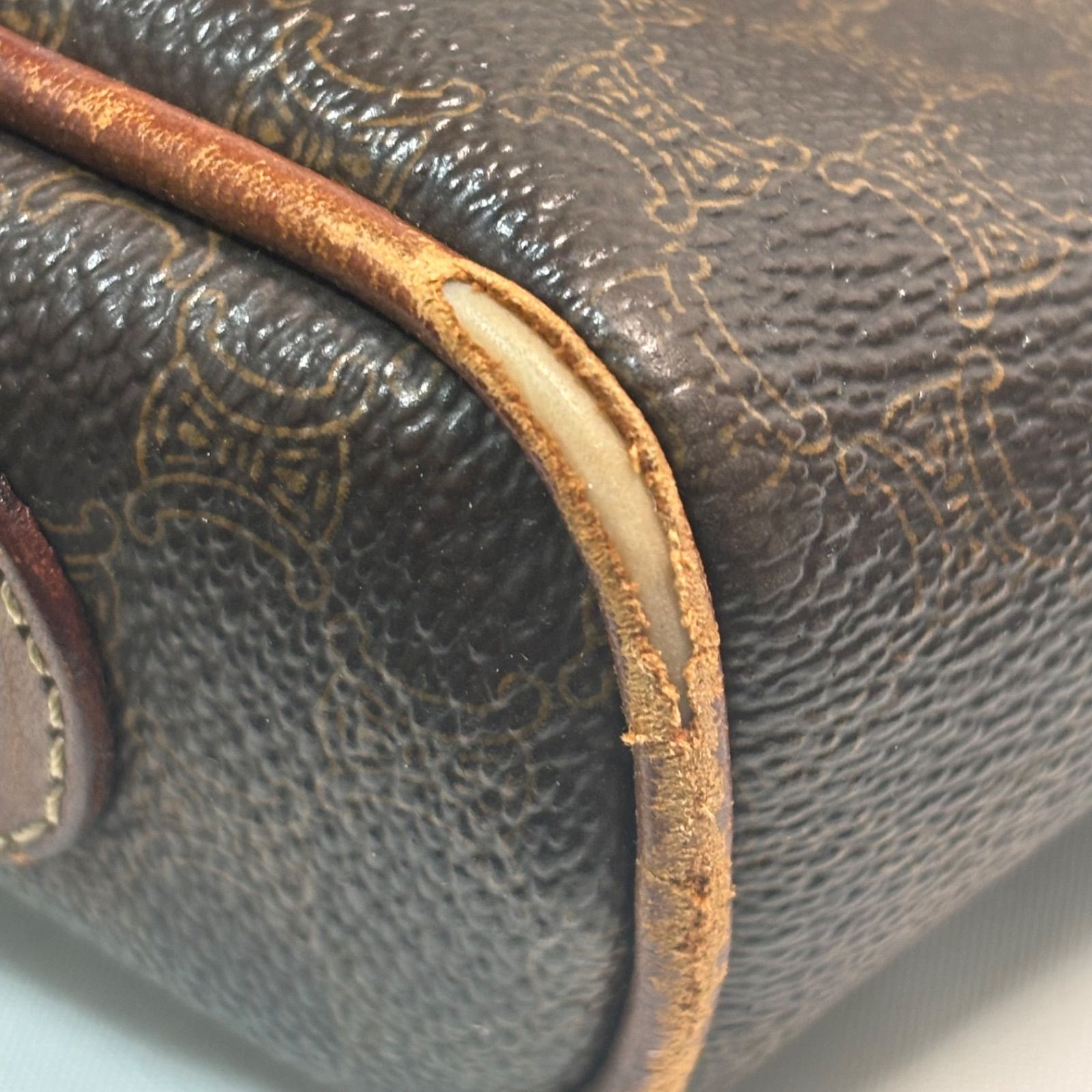 CELINE|セリーヌ|ショルダーバッグ|肩掛けバッグ|ブラウン|マカダム柄|角擦れあり|
