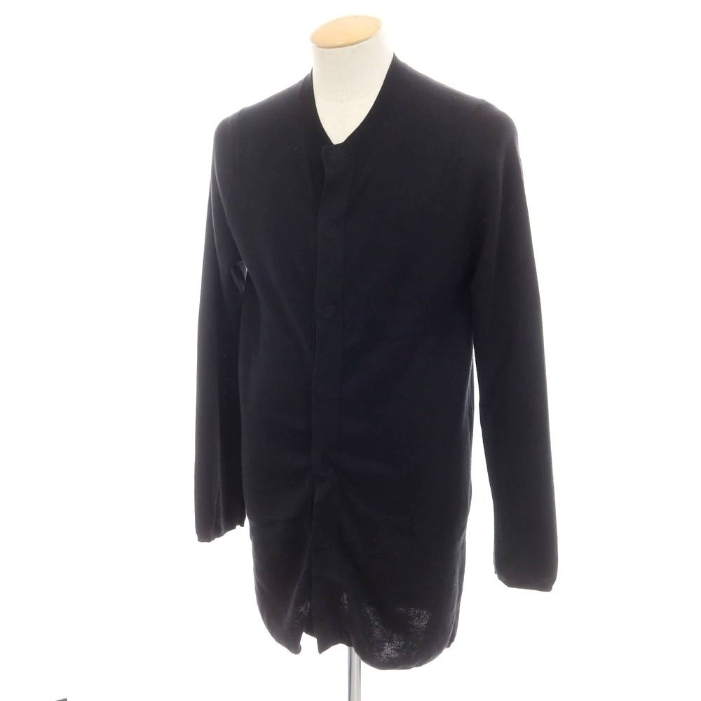 【中古】コムデギャルソンオムプリュス COMME des GARCONS HOMME PLUS ハイゲージ コットン系 ロング カーディガン ブラック【サイズ表記なし（S位）】【メンズ】