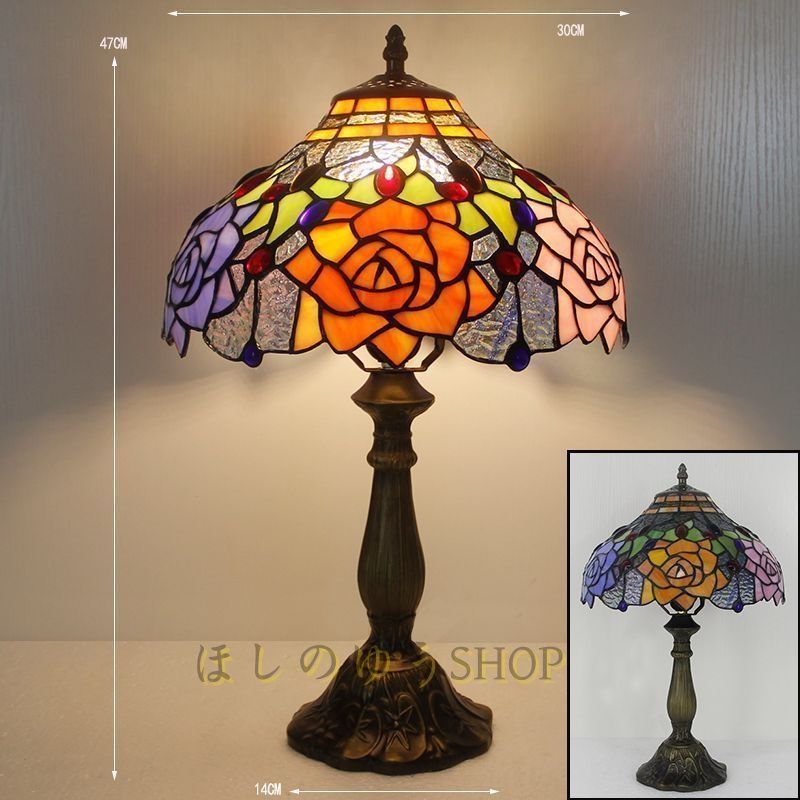 🌟🌟 芸術品LEDテーブルランプ ステンドグラス カラーガラス