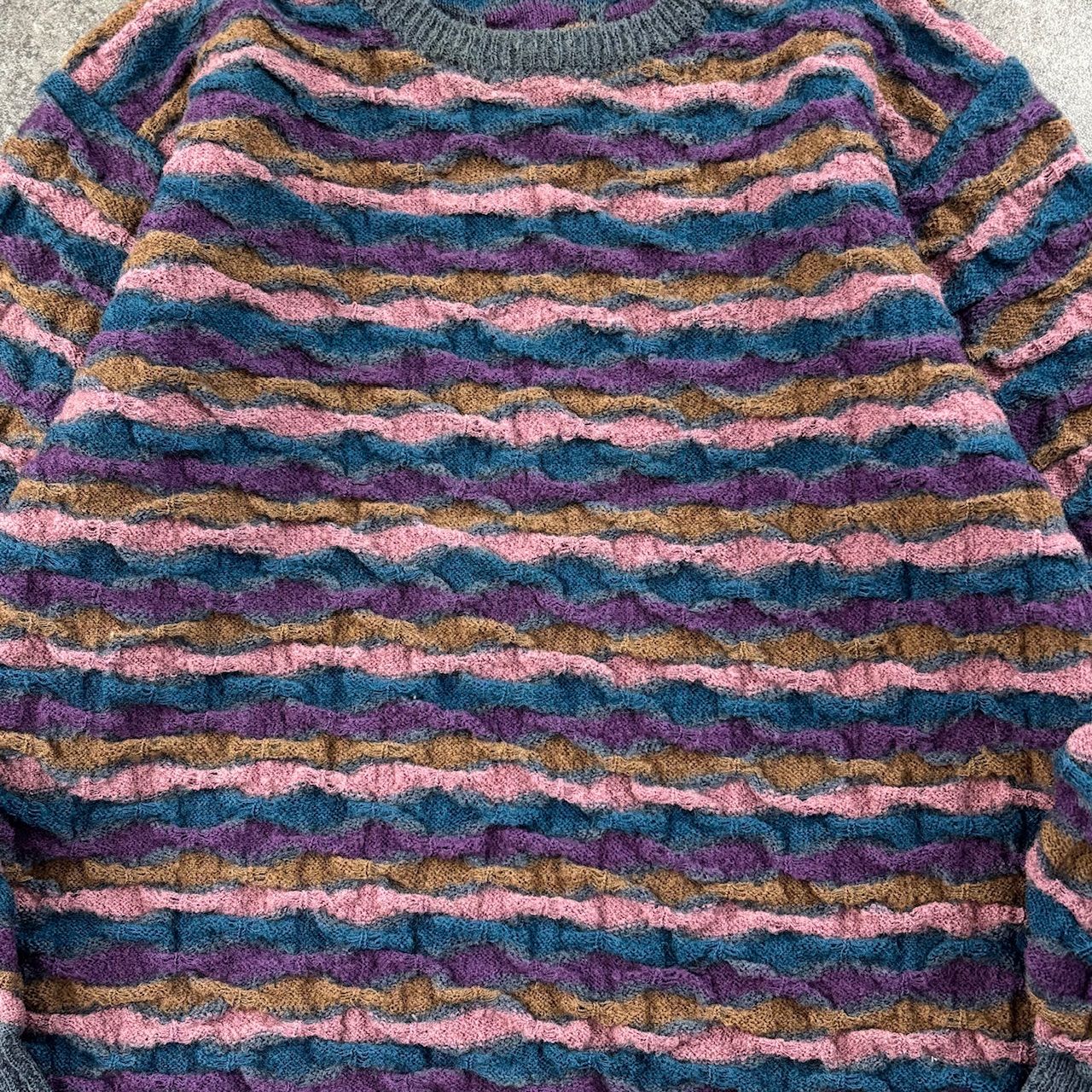 80s 90s Vintage CORSINI Crazy Pattern 3D Sweater Multicolor 3D 
