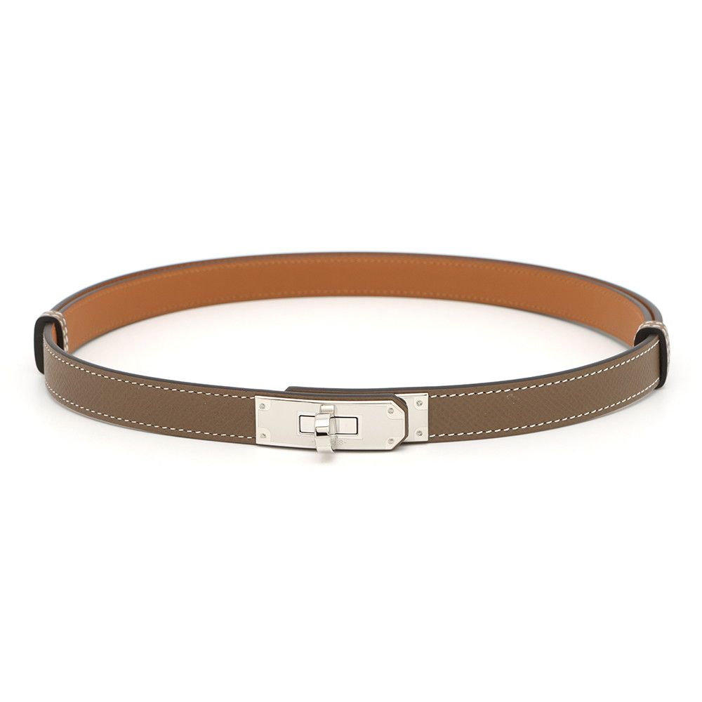 新品未使用エルメス ケリーベルト エプソン エトゥープ　W刻印 新品 エルメス HERMES ケリーベルト W刻 エトゥープ シルバー金具