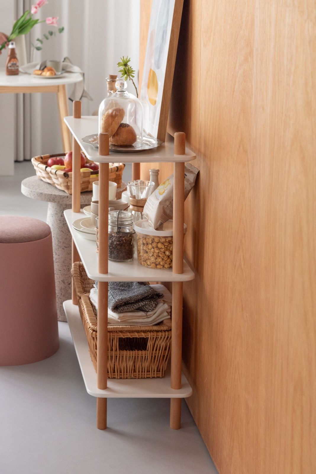 本州 3段ラック ラック オープンタイプ 3段 ホワイト ナチュラル シンプル W80×D30×H85.5