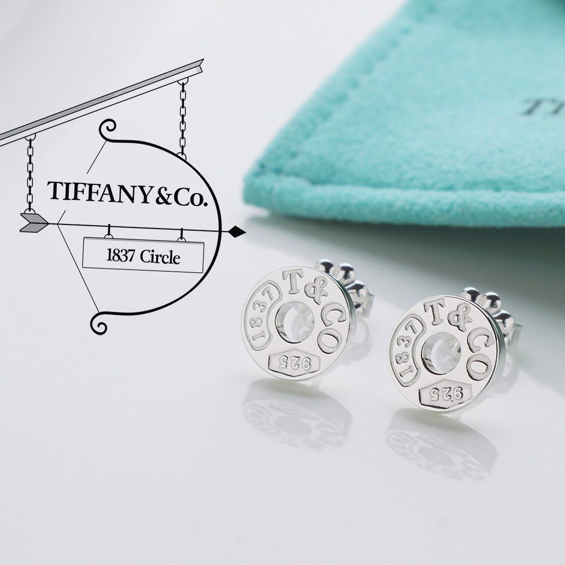 美品 TIFFANY&Co. ティファニー 1837 サークル ピアス スターリング 