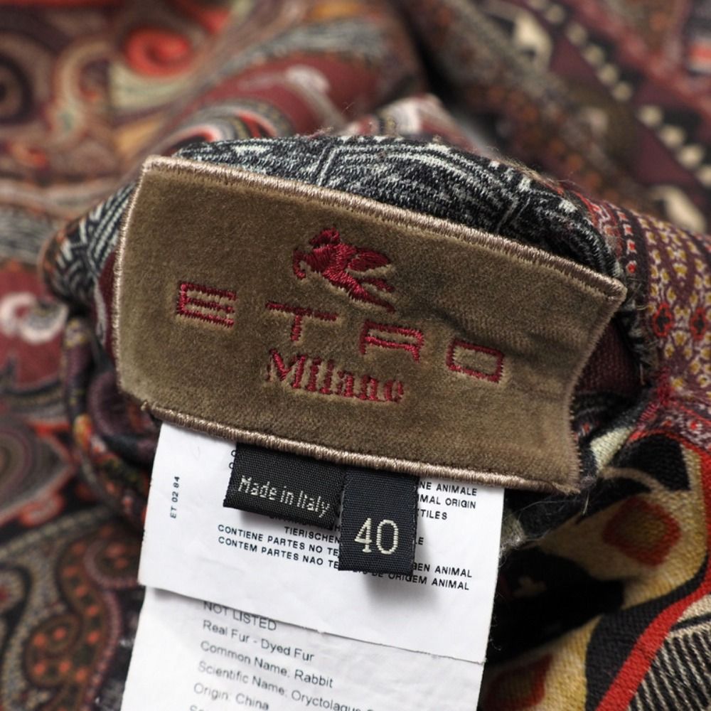 ETRO エトロ コート サイズ40 リバーシブル ペイスリー ラビットファー ミンク襟 毛皮 イタリア製 ブランド古着 20251010 RA1561 SIROKUMA-CORPORATION_COM