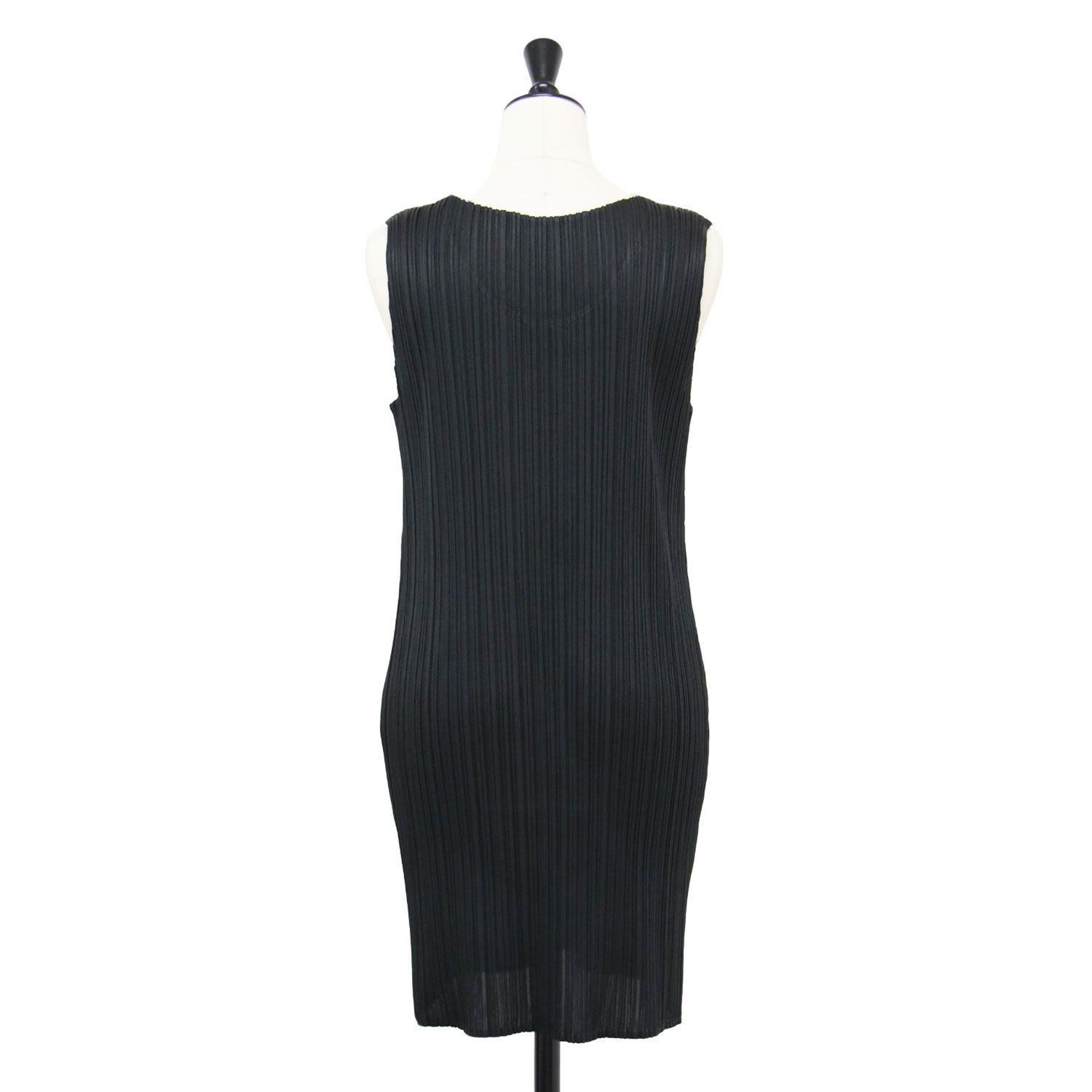 PLEATS PLEASE プリーツプリーズ ワンピース ブラック 黒 サイズ 3 L プリーツ ノースリーブ チュニック ワンピース ミニ丈 ラウンドネック トップス ドレス レディース