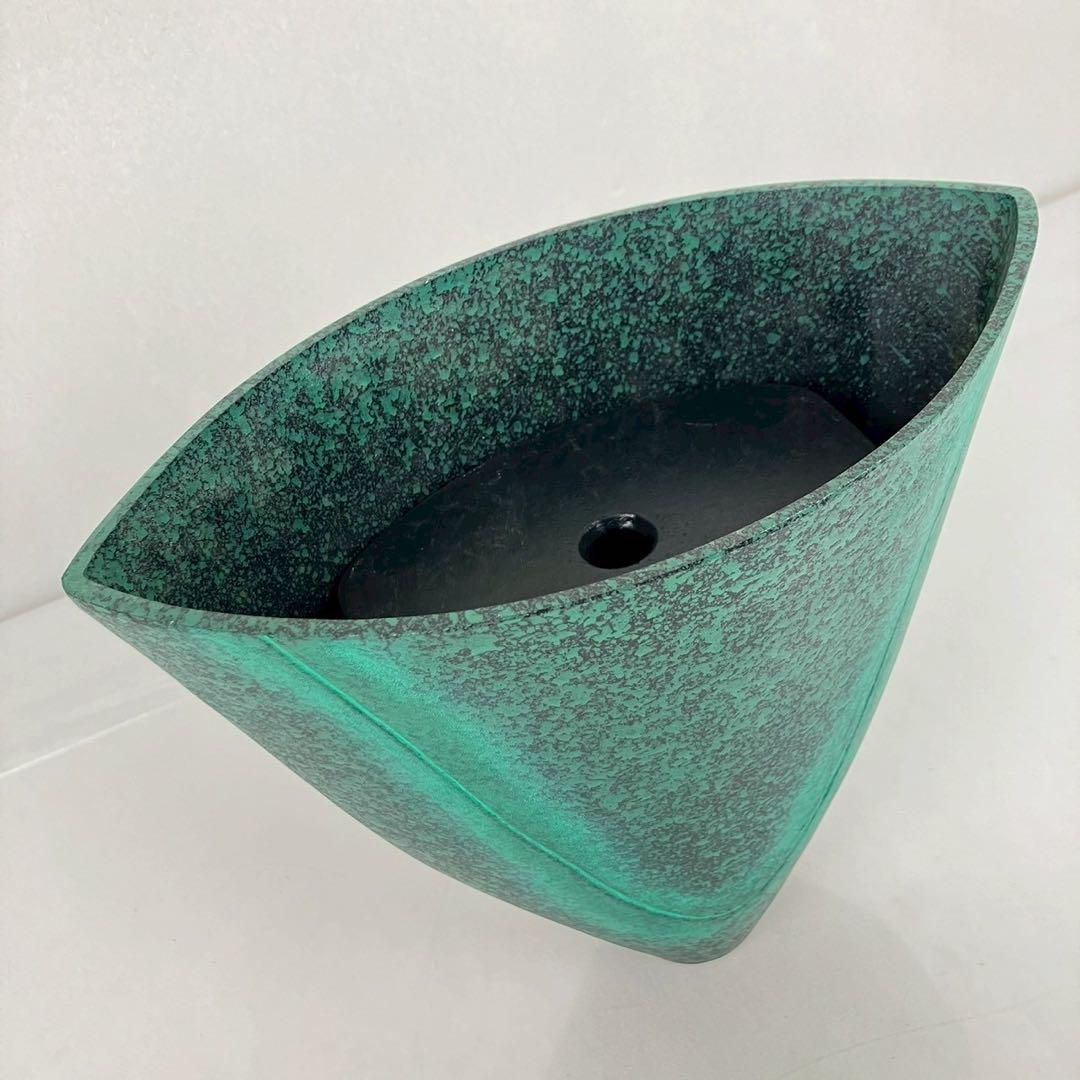 池坊 草月流 グリーン 花瓶 花器 陶器 緑 青銅色 フラワーベース