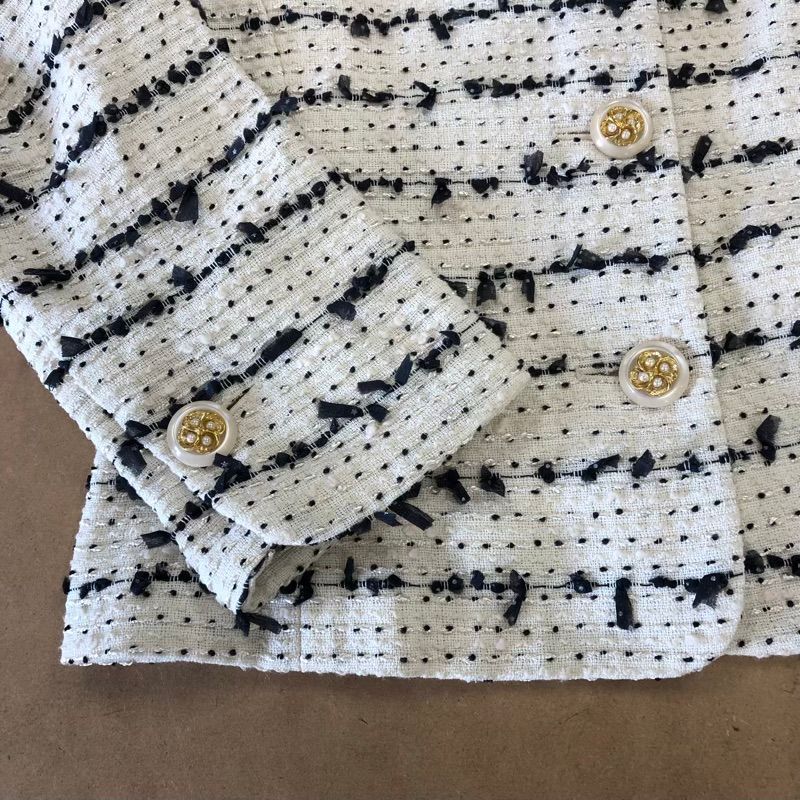 ユキトリイ YUKI TORII ジャケット ツイード 飾りボタン 綿 肩パッド