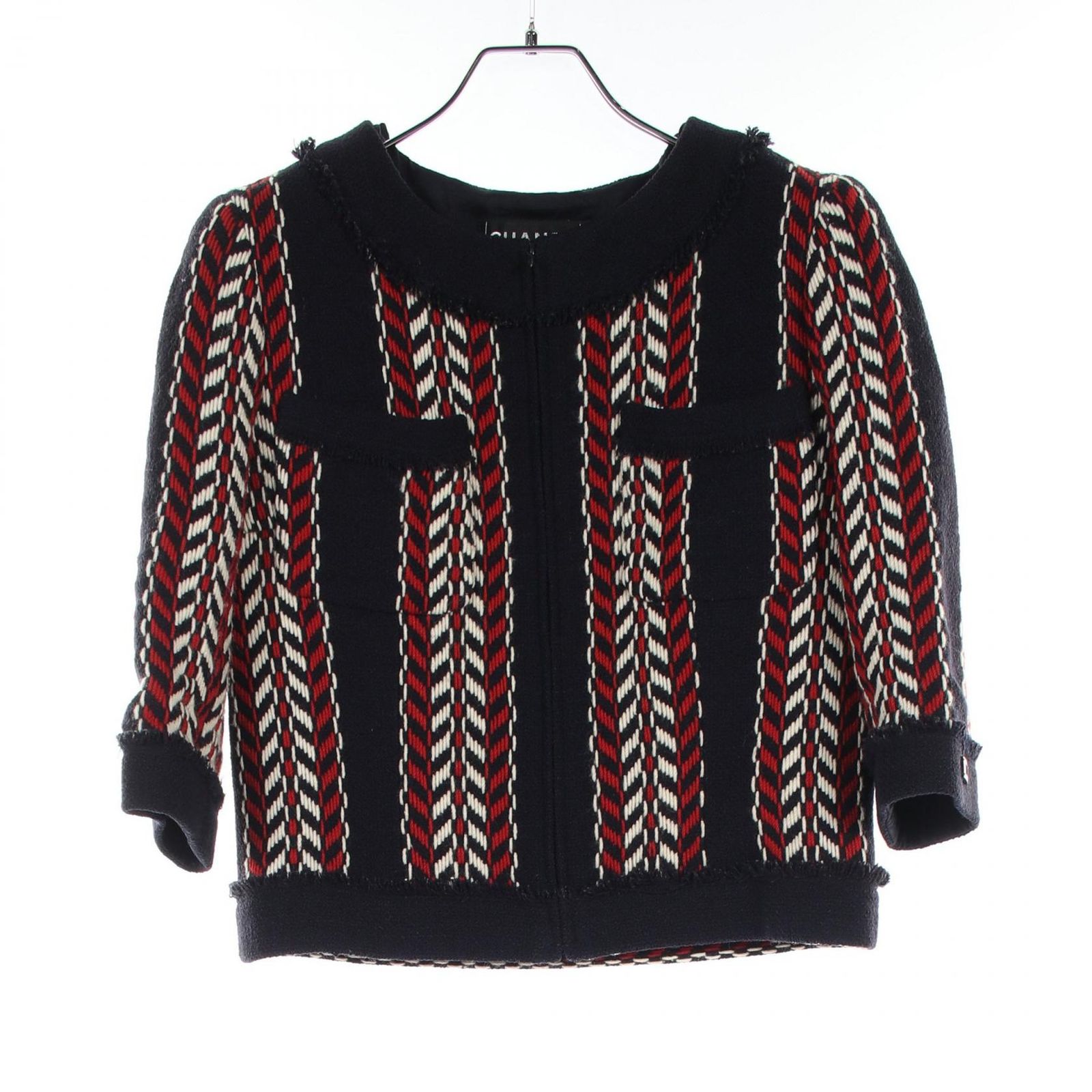 シャネル CHANEL ノーカラージャケット トリコロール
