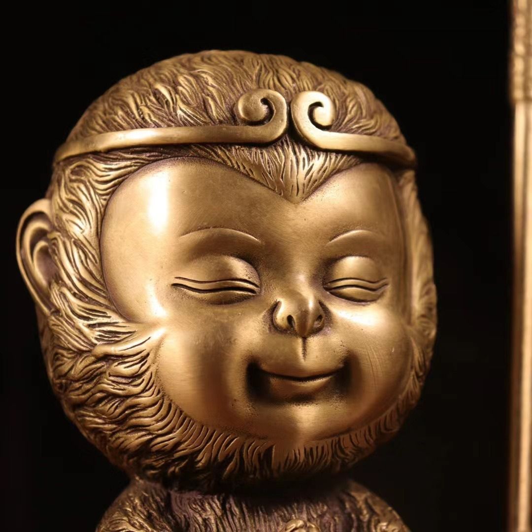 孫悟空 ハヌマーン 2024 ゴールド 置物 オブジェ 銅製 風水グッズ 運気