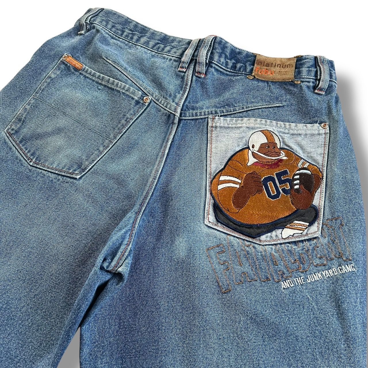 Platinum Fubu フブ ファットアルバート 刺繍 バギーデニム W34 Platinum Fubu フブ ファットアルバート 刺繍 バギーデニム W34