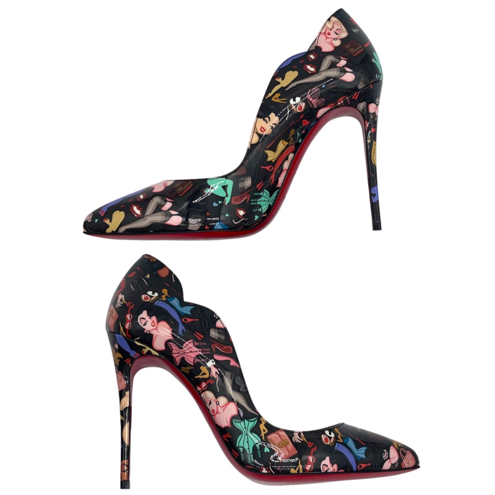 Christian Louboutin クリスチャン ルブタン パンプス ブラック系 35 1|2 22.5cm パテント レザー 小さいサイズ Hot Chick ホットチック KIN-KAAI_COM