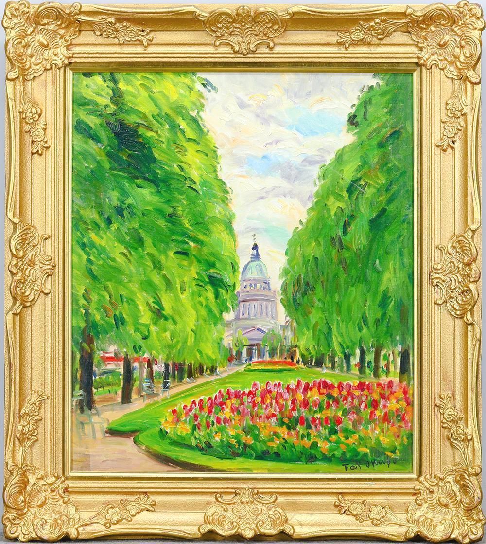 ブ*リ様 セピア色　油彩画　永井弘子　街角の白いバラ　絵画　真作　肉筆　美術品 ブ*リ様 セピア色 油彩画 永井弘子 街角の白いバラ 絵画 真作