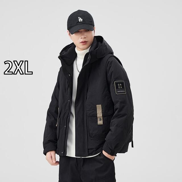 [2XL]秋冬 コーデ メンズ 服 シンプル ファッション オシャレ 大人 かっこいい 大きいサイズ ストリート 紳士服 アメリカン ハイエンド ライト カラー ダウン ジャケット ツーピース ホワイトダックダウン ベスト