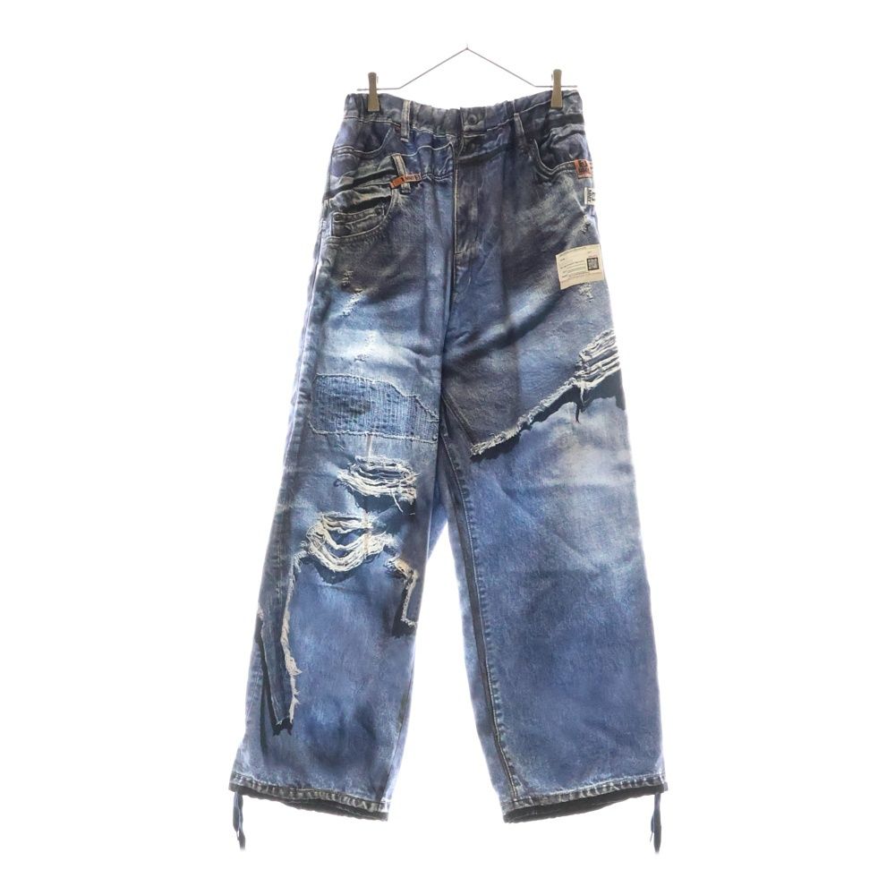 MAISON MIHARAYASUHIRO メゾンミハラヤスヒロ 25SS×トーキングアバウトジアブストラクション トロンプユイル アーカイブプリント デニム転写プリントワイドパンツ C14PT04 ブルー