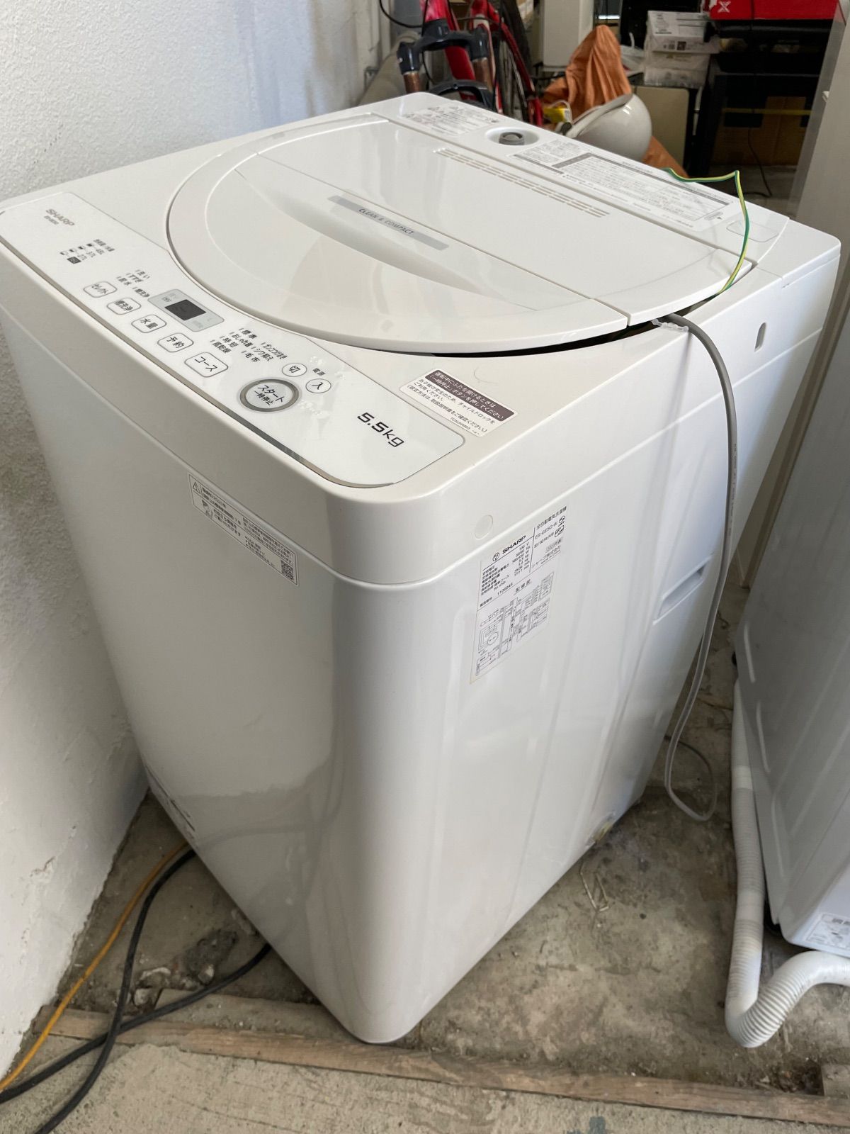 店【JM582】♪2023年製 SHARP シャープ 全自動洗濯機 ホワイト系 ES-GE5G-W 洗濯5.5kg /簡易乾燥(送風機能) /上開き 1年保証】SHARP 全自動洗濯機 5.5kg 2023年製 ES-GE5G-W