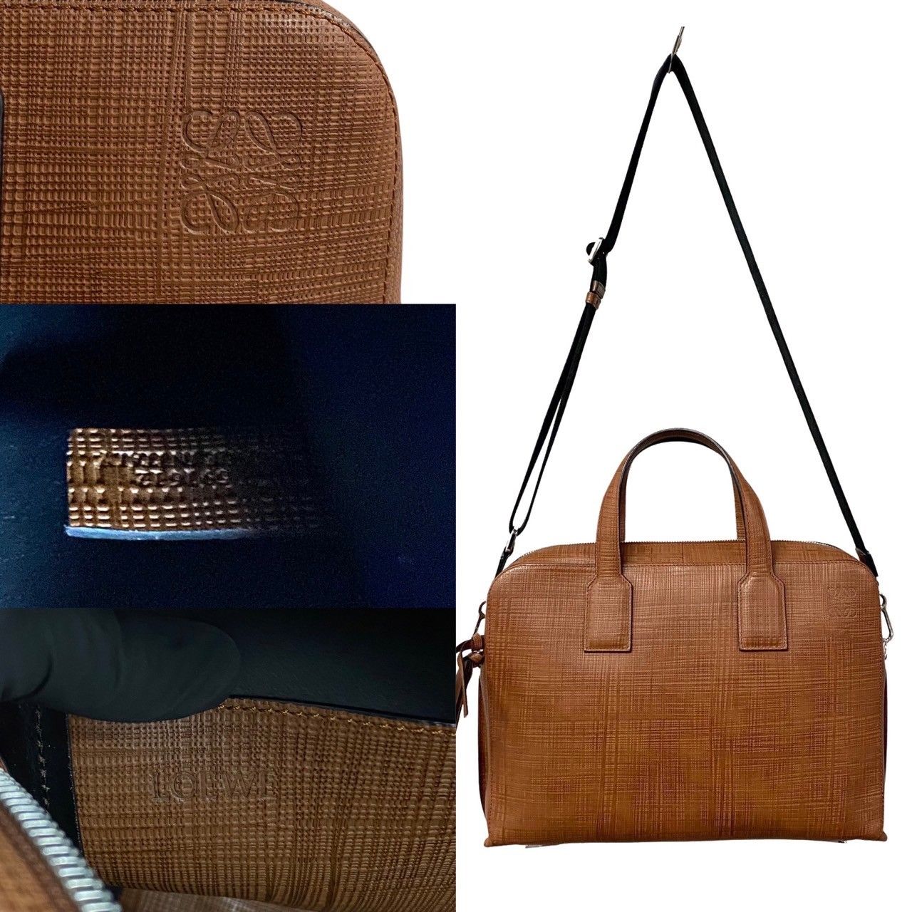 極 美品 LOEWE ロエベ ゴヤ アナグラム ロゴ レザー 本革 2way