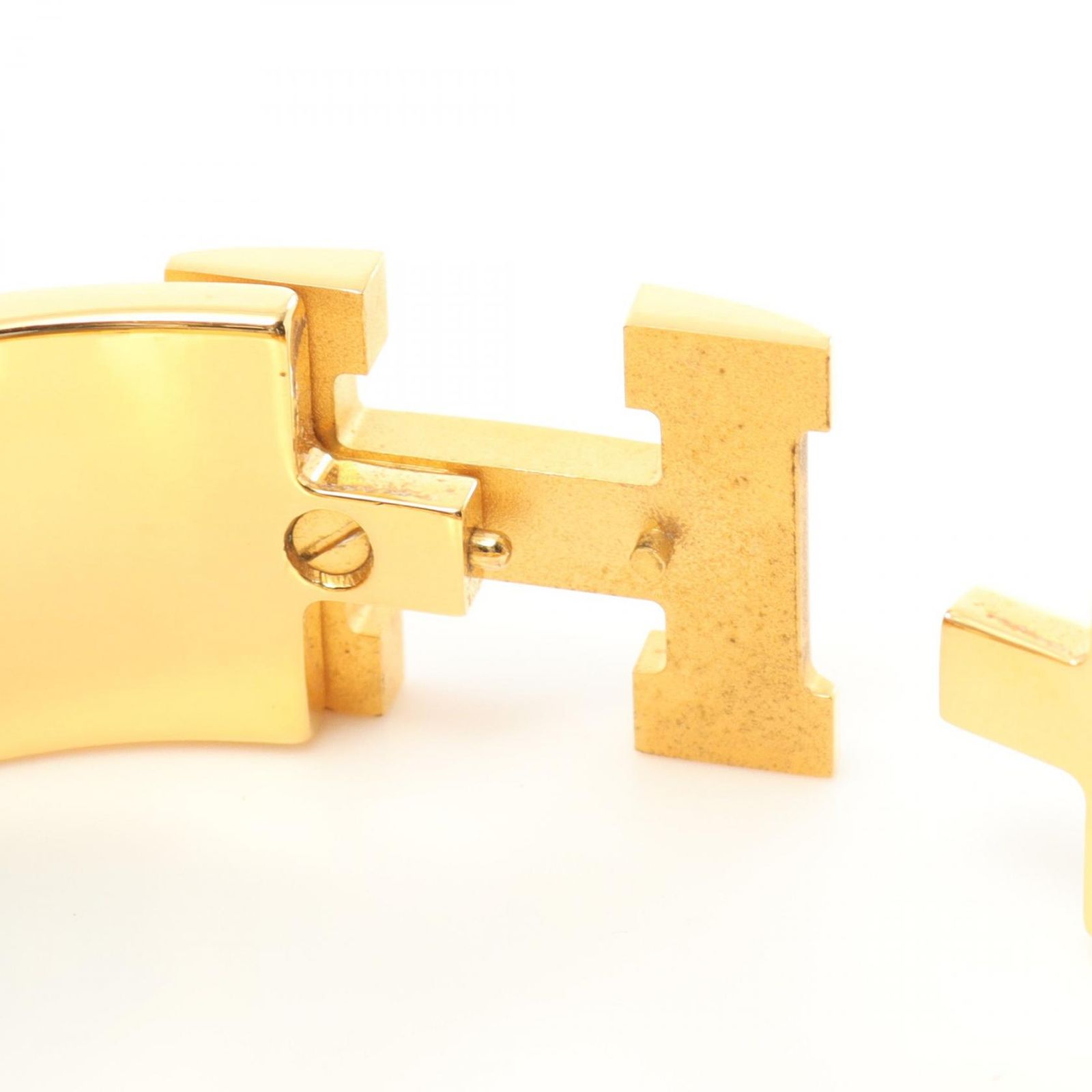 美品 Hermes エルメス クリッククラック バングル ゴールド×オレンジ エルメス クリッククラック GP オレンジ×ゴールド金具 【中古