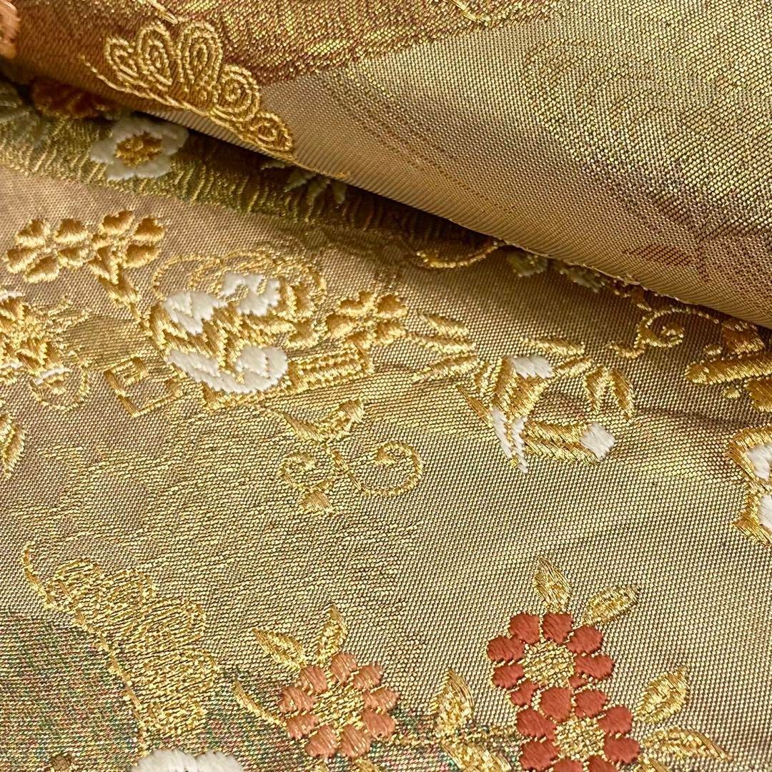 袋帯 花模様に宝尽くし 松竹梅 金糸 金色 O-4060 - メルカリ 