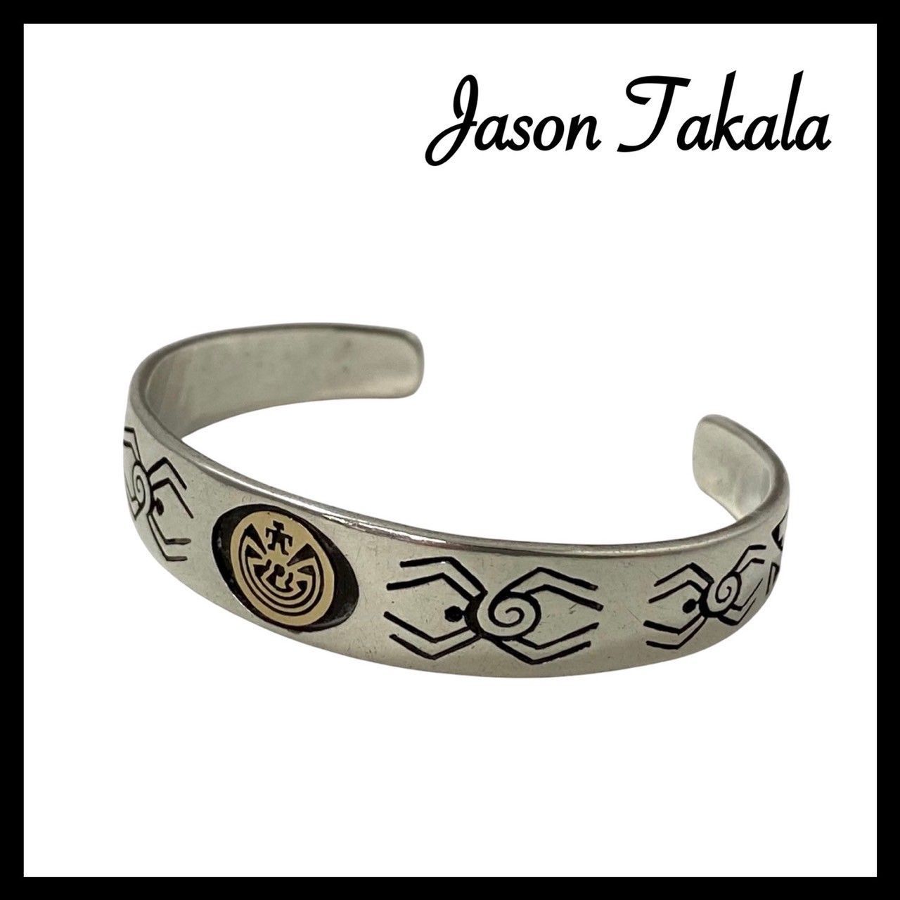 Y Jason Takala バングル 14K ゴールド|金 STERLING SILVER|スターリングシルバー 総重量約20.7g ホピ族 オーバレイ ブレスレット メイズ ジェイソン タカラ 56970NY6