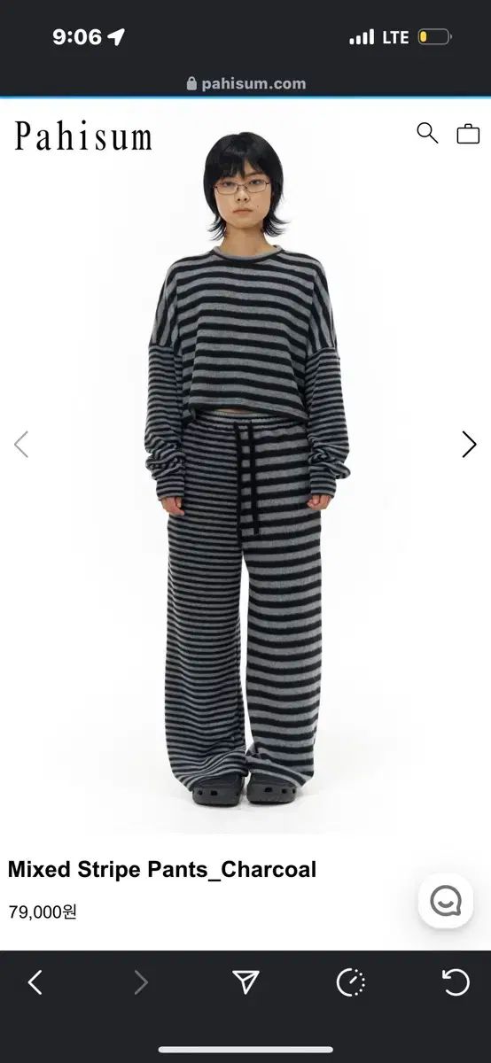 pahisum島 新商品 mixed stripe pants チャコール