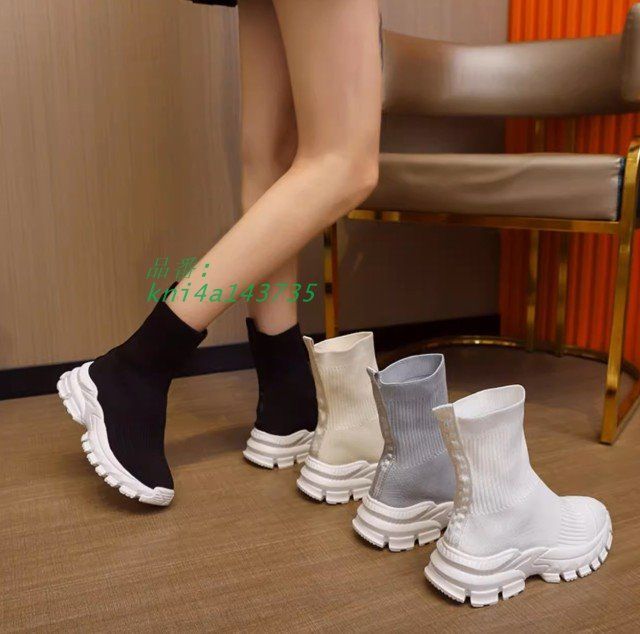 ブーツ レディース 厚底ブーツ スニーカー ラインストーン ショートブーツ シンプル ファッション 秋冬春 白 黒 ダッドソール 韓国 カジュアル kni 4 a 143735