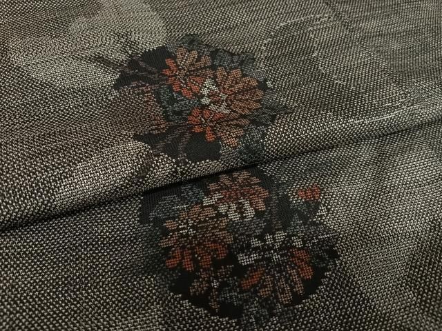 平和屋着物○本場大島紬 カタス9マルキ 草花丸文 正絹 逸品 未使用  