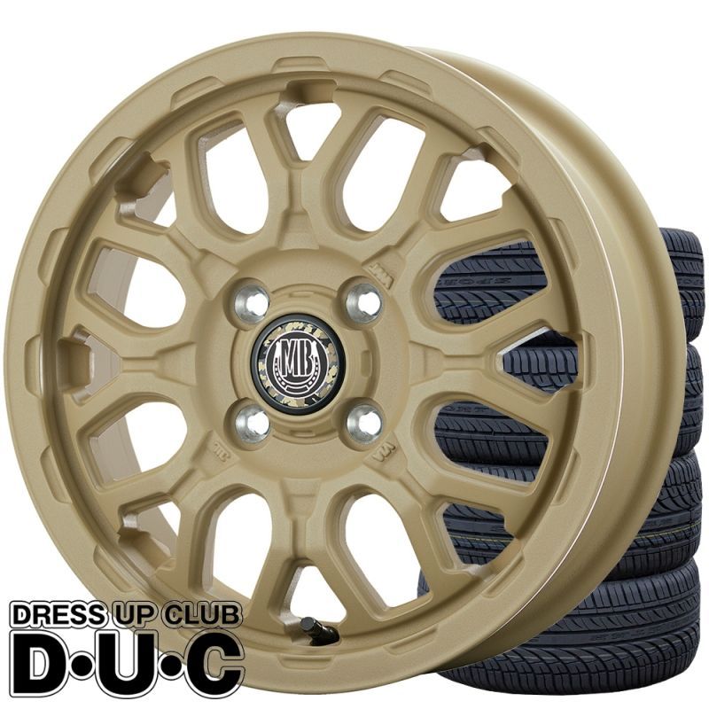 12インチアルミホイールタイヤセット 軽トラック 軽バン 145|80R12 ヨコハマY356 MUD BAHN XR-800M ME チッピングベージュ CBE 12-4.0 12-4.00B 145R12 6PR 車検対応