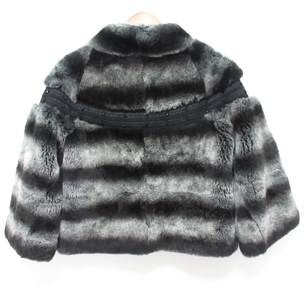 COTOO コトゥー スワロフスキー装飾 レッキスラビット ジャケット ショートコート 毛皮 ブラック レディース 古着